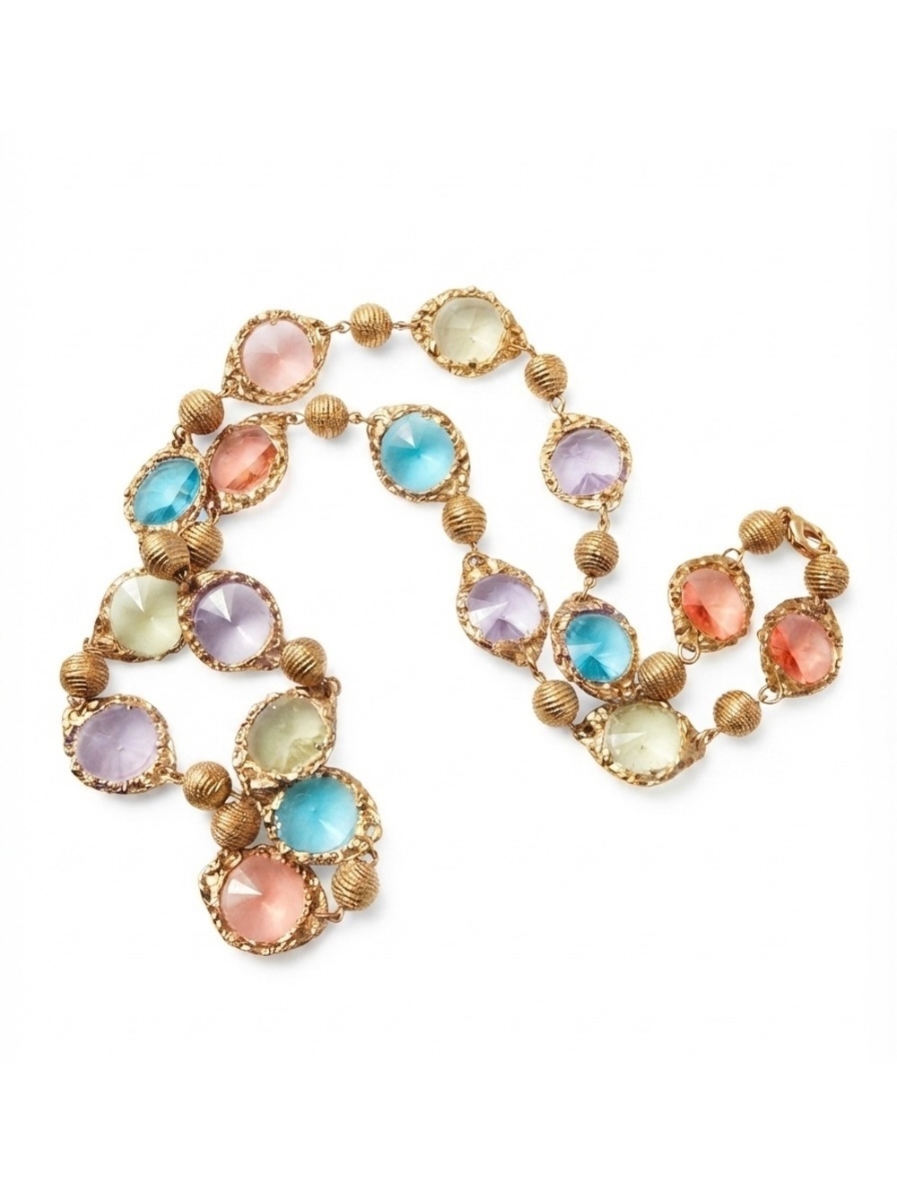 Vintage Pastel Rivière Bead Rhinestone Necklace